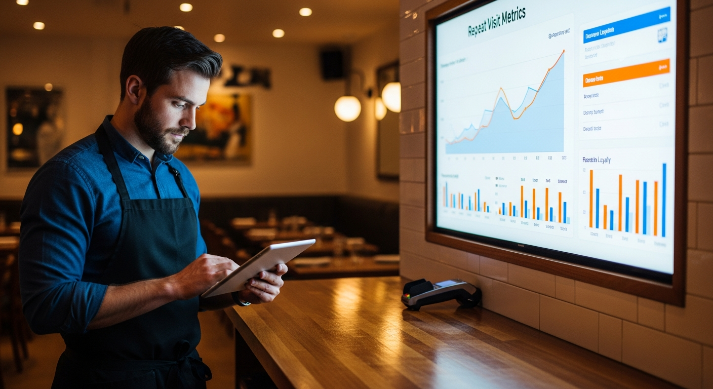 Restaurant manager reviewing push notification campaign analytics on a tablet